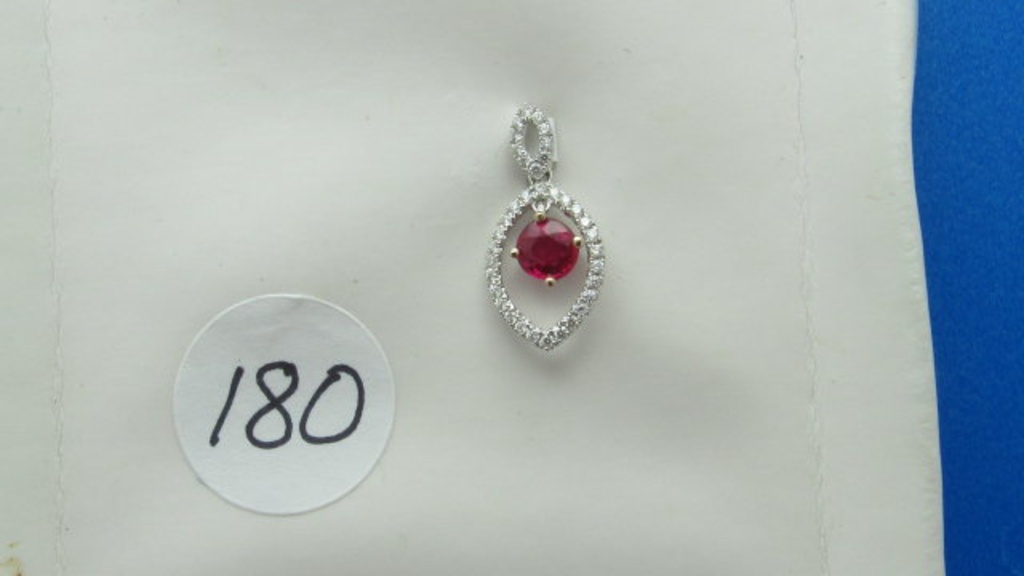 18K w/g .66ct Round Ruby & .24ct t.w. Diamond