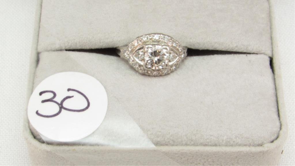 Vintage Platinum ring approx. .75ct Center Diamond
