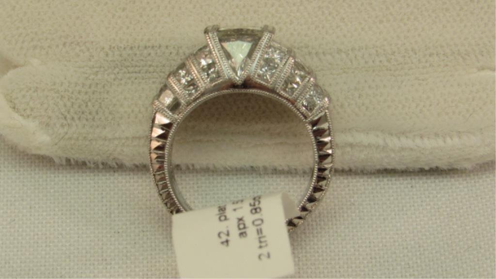 Platinum Estate Ring, 1.50ct Princess Cut Center