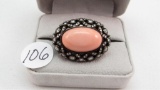 18K (Black) Gold  with 22x13.5mm Coral surrounded