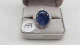 Platinum 19X17mm Approx 48.16ct Cab. Sapphire ring