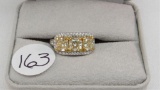 18K w/g 3.26 t.w. Yellow 3 Center Diamond Ring