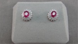 14K w/g Ruby & Diamond Earrings, 1/2ct Ruby in