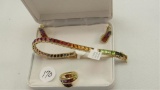 14K y/g Estate Three Piece Multi Colored Stone Set