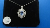 18K w/g 2.90 Sapphire & 1.56ct t.w. Diamond Pendat