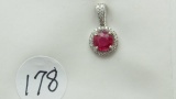 18K w/g 1.23ct Round Ruby & .30ct t.w. dimaond