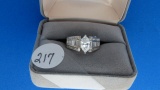 14K w/g 1.00ct Marquise Center diamond engagement