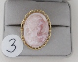 14K y/g Estate Bezel Set 30X20mm Carved Cameo ring