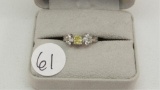 Platinum Ring with .38ct Fancy Yellow Princess cut