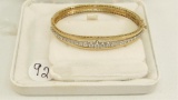 14K y/g Hinged Diamond Estate Bangle Bracelet