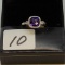 LADIES 14K W/G 1.18 SQUARE AMETHYST & .05CT T.W. DIAMOND RING 1.23 TOTAL GEM WEIGHT  2.6GR