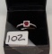 LADIES 14K W/G .45CT ROUND RUBY CENTER .20CT T.W. DIAMOND RING  2.2GR