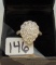 LASDIES 18K W/G 1.96CT T.W. PEAR SHAPE CLUSTER DIAMOND RING  5.9GR