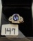 LADIES 14K W/G 1.96 OVAL TANZ . CENTER  .74CT T.W. DIAMOND  RING 3.1GR