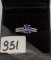 LADIES 10K W/G  1.37CT TANZ CENTER .20CT T.W. DIAMOND  RING 2.2GR