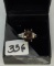 LADIES 10K W/G OVAL SMOKEY TOPAZ & DIAMOND RING  2.7GR