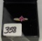 LADIES 10K W/G PINK SQUARE CENTER STONE RING