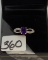 LADIES 10K W/G  1.00CT AMETHYST .16CT. DIAMOND T.W.  RING 2.1GR