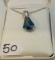 LADIES 14K W/G 7.00CT BLUE TOPAZ CENTER STONE .08CT T.W. ACCENT DIAMONDS PENDANT 4.4GR