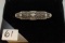 LADIES 14K W/G .22CT T.W. SAPPHIRE .04CT DIAMOND BAR PIN 4.2 GR