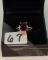 LADIES 14K W/G EMERALD CUT RHODOLITE GARNET CENTER.04CT T.W. DIAMOND RING 2.6GR