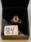 LADIES 14K W/G .50CT OVAL RUBY CENTER .31CT T.W. DIAMOND RING 3.9GR