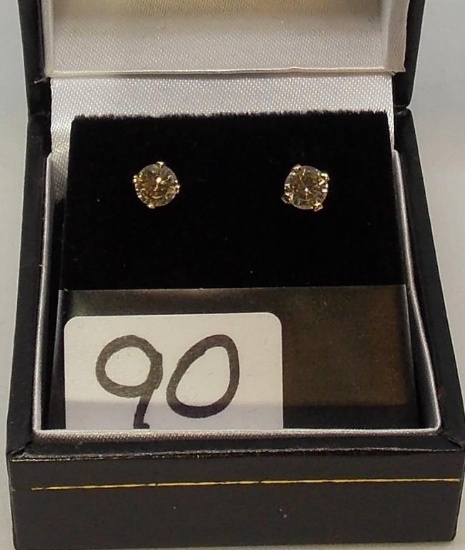 LADIES 14K Y/G 4 PRONG .60CT T.W. DIAMOND STUD EARRINGS