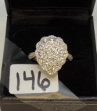 LASDIES 18K W/G 1.96CT T.W. PEAR SHAPE CLUSTER DIAMOND RING  5.9GR