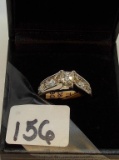 LADIES 14K W/G  .50CT CENTER DIAMOND WITH SQUARE DIAMOND SIDES 1.24CT T.W. DIAMOND RING 4.3GR