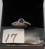 LADIES 14K W/G .33CT. SAPPHIRE .16CT T.W. DIAMOND .49CT T.W. GEM RING 2.1GR