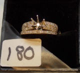 LADIES 14K Y/G .28CT T.W. DIA SEMI MOUNT WEDDING SET