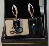 LADIES 14K W/G FANCY CUT LONDON  BLUE TOPAZ