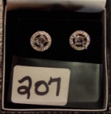 LADIES 18K W/G .32CT T.W. DIAMOND SEMI MOUNT EARRINGS