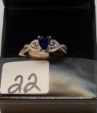 LADIES 18K W/G .50 PEAR SHAPE SAPPHIRE CENTER