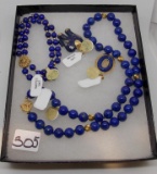 LOT OF BLUE STONE & 18k ELEPHANT, BRAC, NECK, PEND