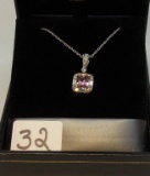 LADIES 14K W/G 1.00 CT PRINCESS CUT  PINK TOUR.