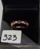 LADIES 14K ROSE GOLD  MARQUISE AMETHYST .14CT T.W. DIAMOND BAND 2.1GR