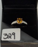 LADIES 14K W/G  CITRINE & .04CT T.W. DIAMOND RING 2.1GR