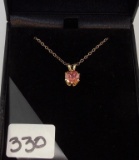 LADIES 14K Y/G PINK TOPAZ PENDANT