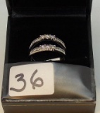 LADIES 14K W/G  .38CT TW DIAMOND RING GUARD  INSERT