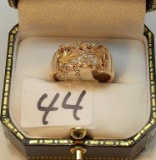 LADIES 14K ROSE GOLD .15CT T.W. DIAMOND FLEUR DE LIS RING 4.5GR