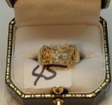 LADIES 14K  Y/G .15CT T.W. DIAMOND FLEUR DE LIS RING 4.5GR