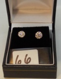 LADIES 14K Y/G 3/8 CT T.W. DIAMOND CLUSTER EARRINGS