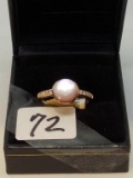 LADIES 14K ROSE/G  MOTHER OF PEARL & .09 TW DIAMOND