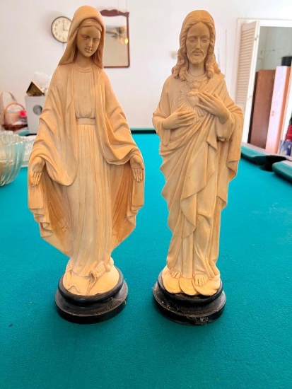 Vintage A. Santini Jesus & Mary Sculptures - Made in Italy