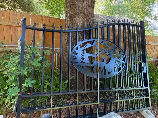 20ft. Bi-Parting Dual Swing Steel Gate Stag Deer