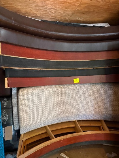 Three-Piece Curved Restaurant Booth Seating, Upholstered Backrest & Tables Set