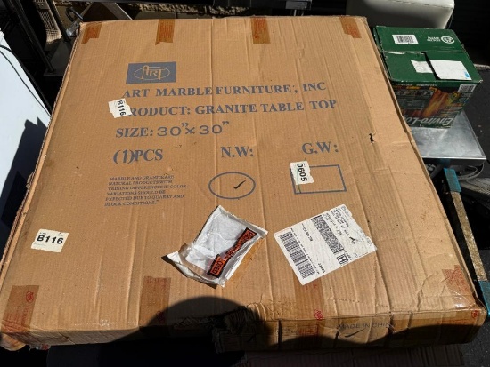 Art Marble Furniture 30" x 30" Round Black Granite Table Top New in Box