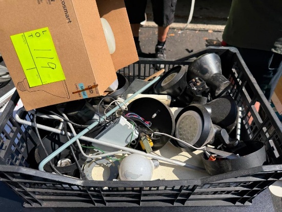 Assorted Commercial Lighting Fixtures, LED Bulbs & Electrical Components
