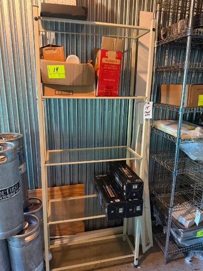 Tall Metal & Glass Display Shelving Unit